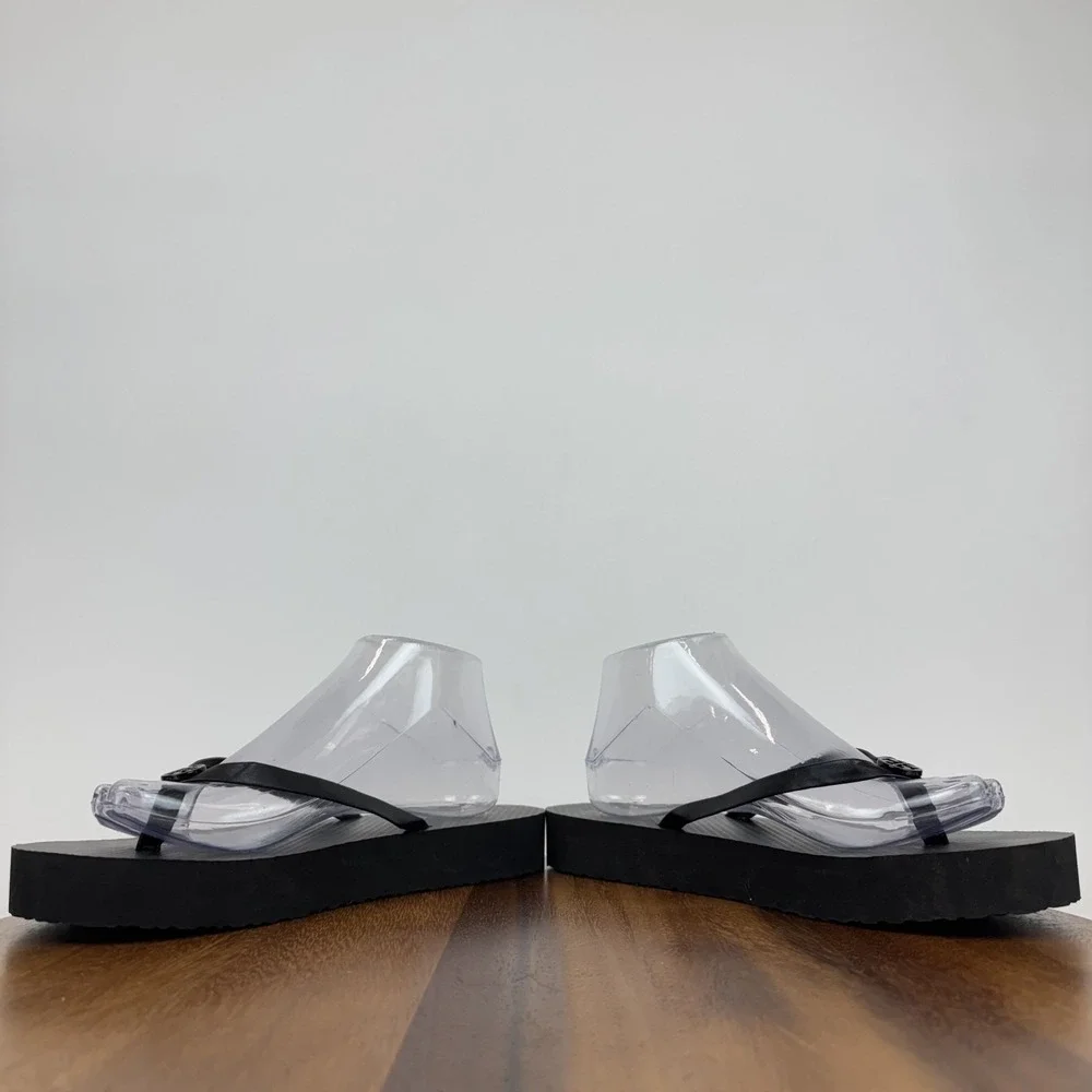 New Womens Tory Burch Black Comfort Platfom Thong Flip‎ Flops Shoes 10 M